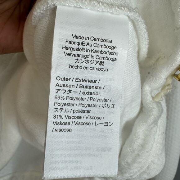 J. CREW Terry Half-Zip Pointelle Sweatshirt in White Large - Picture 8 of 9